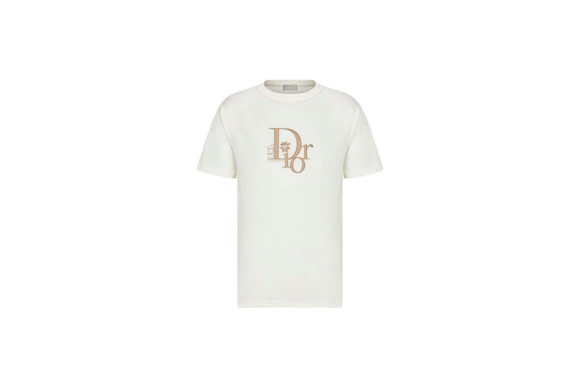 Pre-owned Dior X Erl Relaxed-fit T-shirt White Slub Cotton Jersey