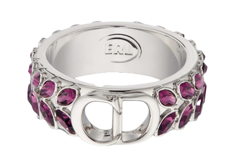 Dior x ERL Ring Silver-Finish Brass and Purple Crystals in Silver