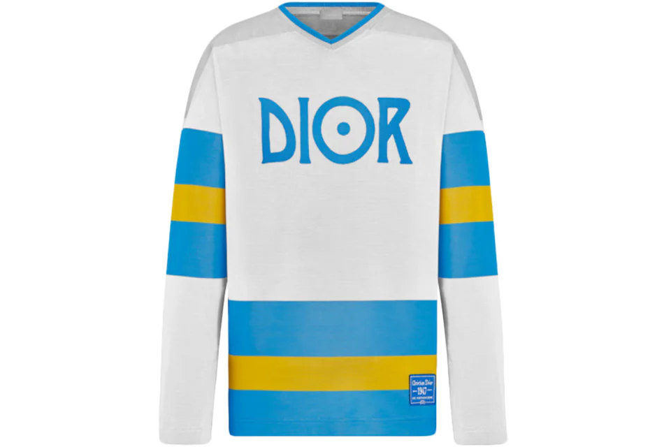 Dior x Jack Kerouac Hockey Jersey White/Light Blue Men's - US