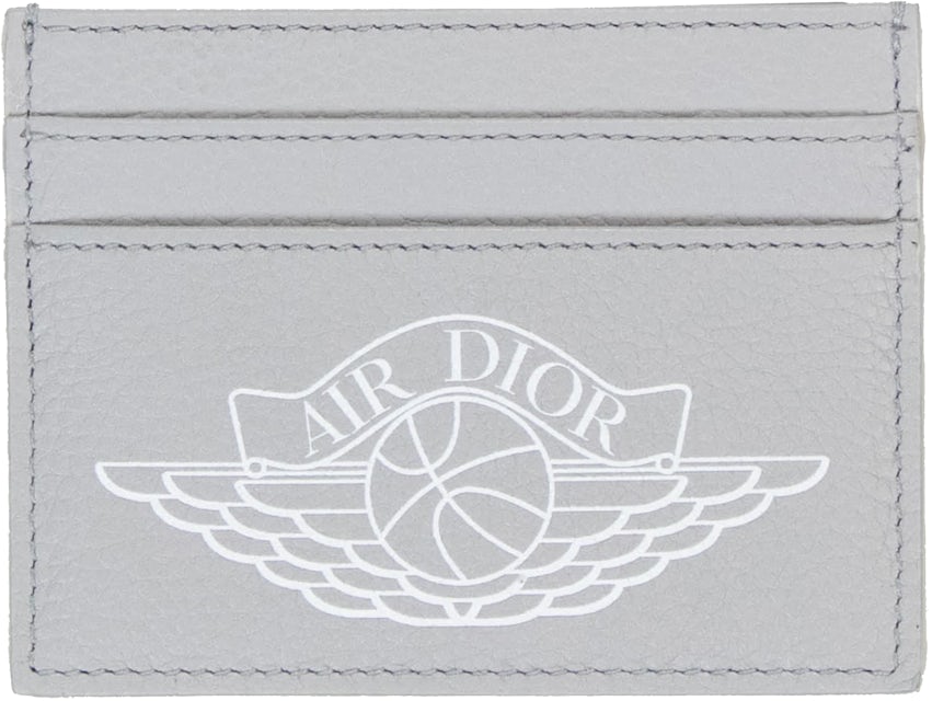 Dior x Jordan Wings Card Holder (4 Card Slot) Grey in Calfskin with  Silver-tone - US