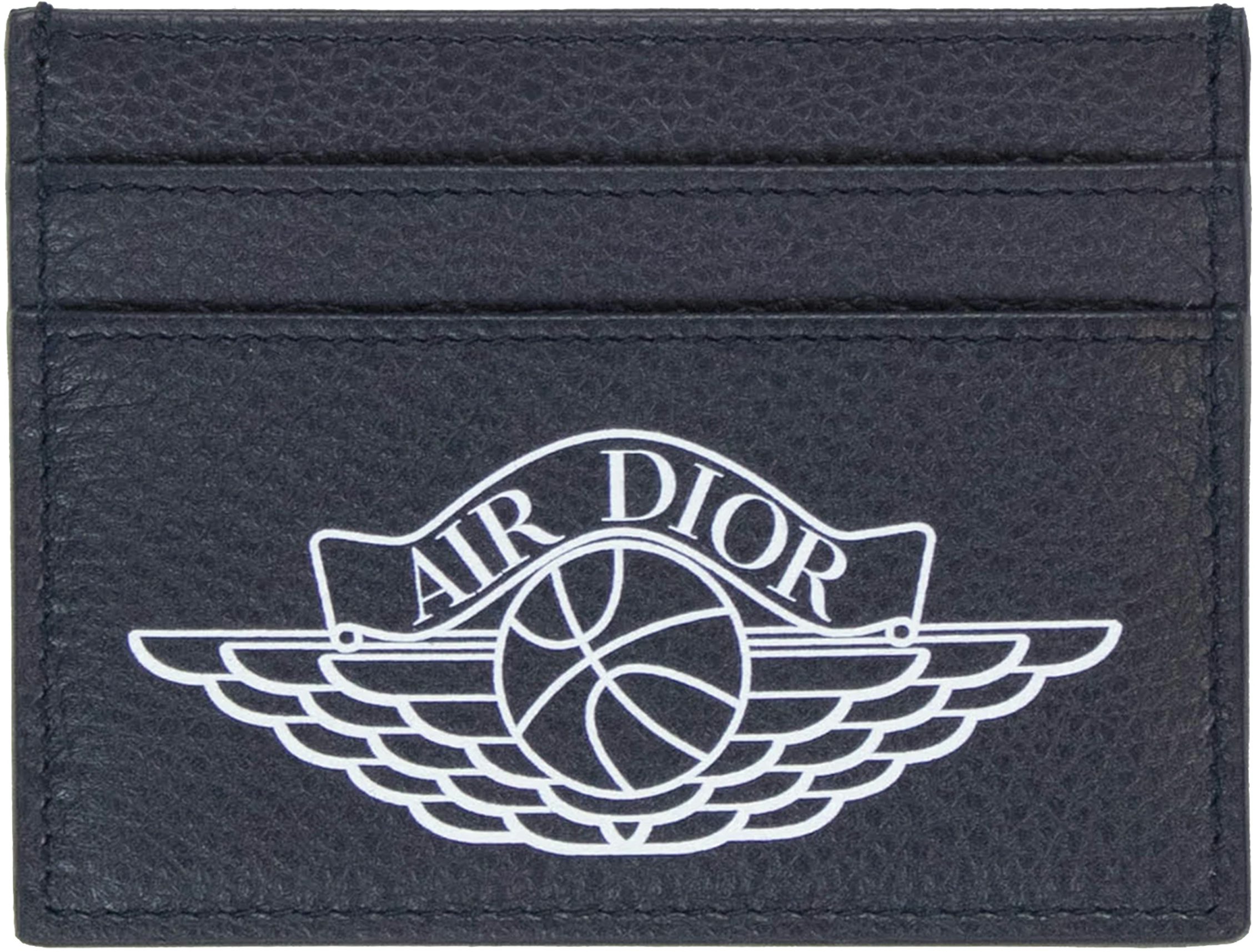 Leather card wallet Jordan x Dior Blue in Leather - 25277174