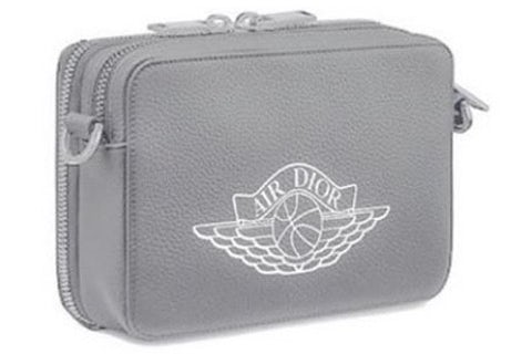 Dior x Jordan Wings Messenger Bag Grey in Calfskin with Silver