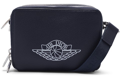 Dior x Jordan Wings Messenger Bag Navy in Calfskin with Silver
