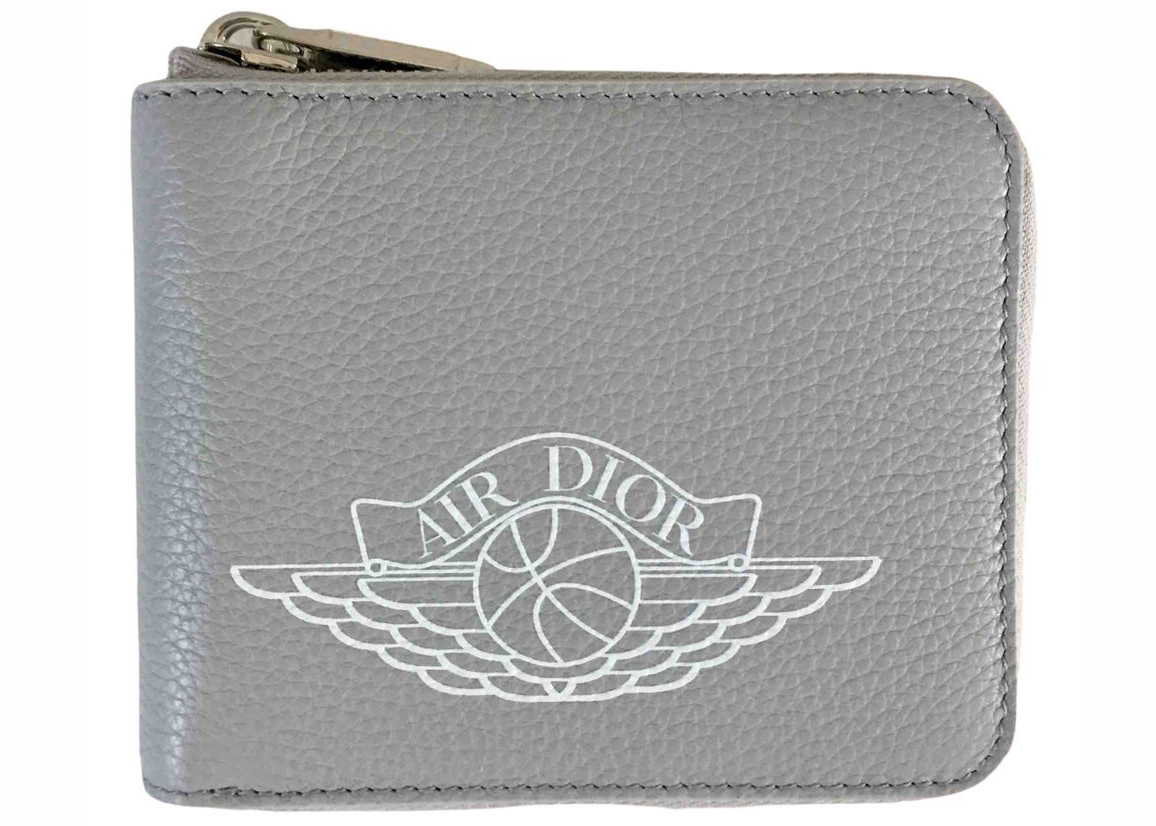 Dior x Jordan Wings Zip Wallet (4 Card Slot) Grey
