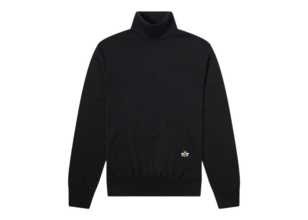 Pre-owned Dior X Kaws Bee Logo Turtleneck Wool Knit Sweater Black