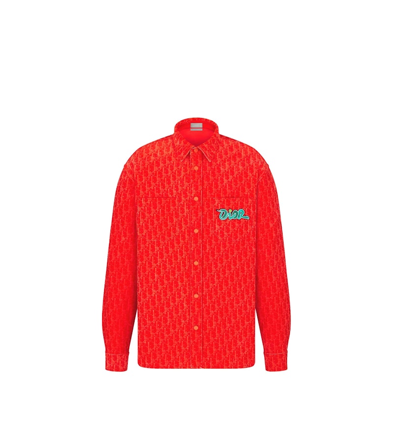 Dior x KAWS Overshirt Red Cotton-Blend Denim Men's - FW24 - US