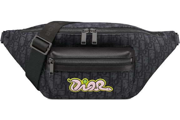 Dior x KAWS Rider 2.0 Belt Bag Black Dior Oblique Jacquard and Black Grained Calfskin
