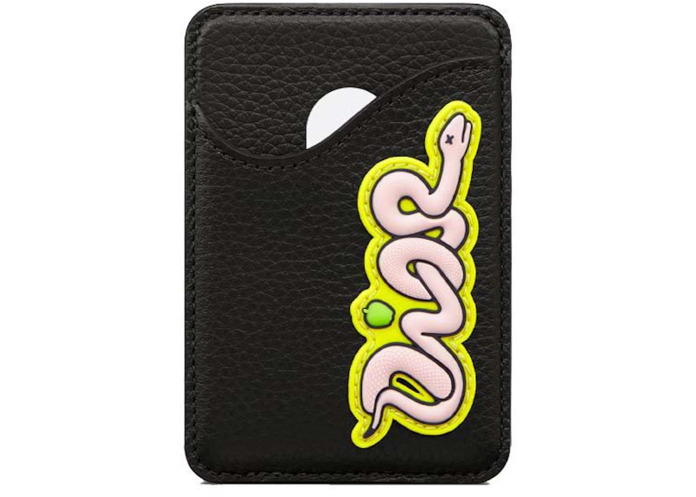 Dior x KAWS Saddle Magnetic Card Holder Black Grained Calfskin in