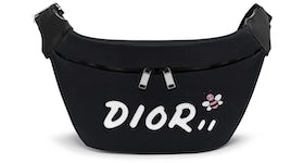 Dior x Kaws Belt Bag White Logo Nylon Black