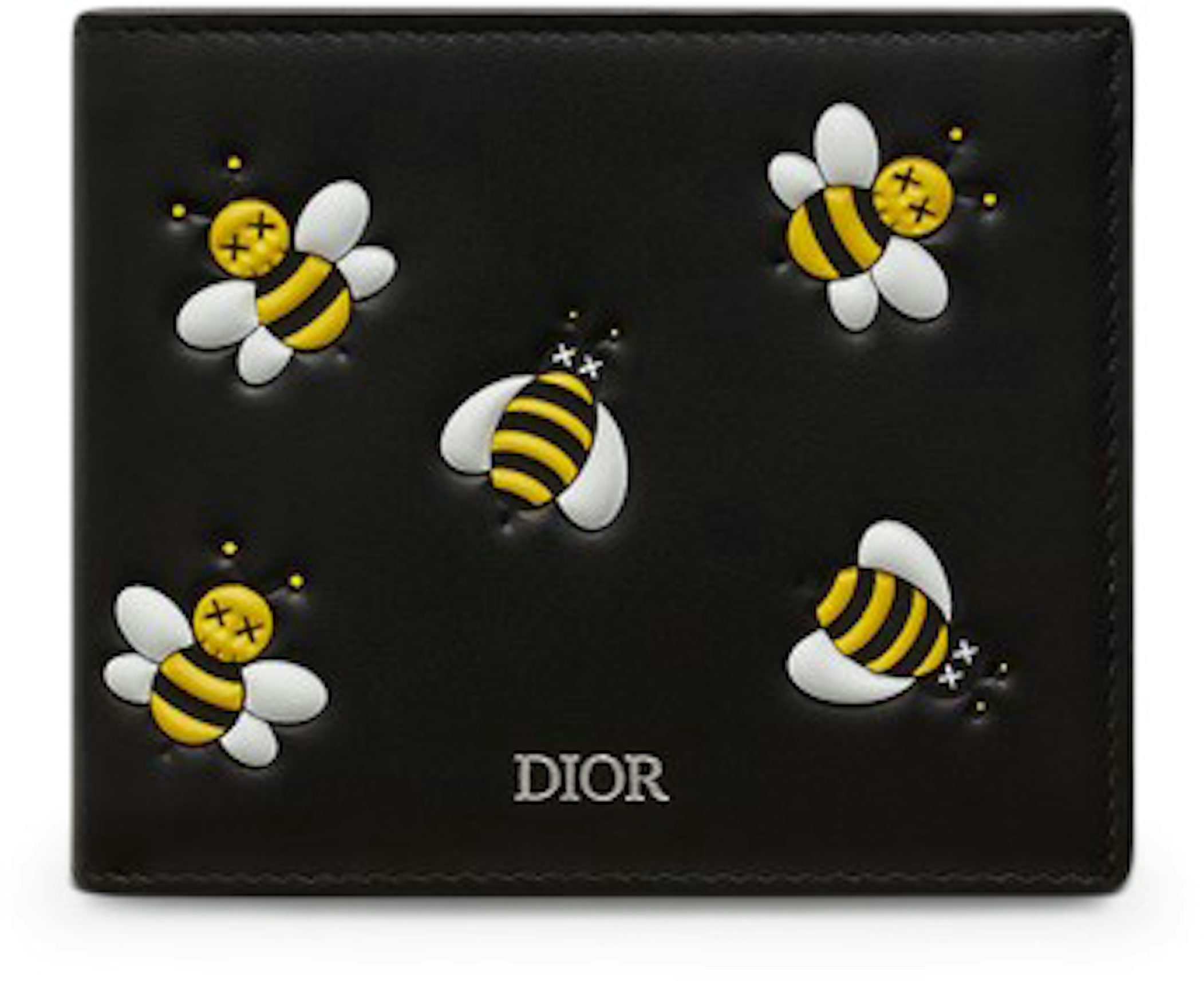 Black Leather Bee Star Bi-Fold Wallet