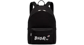 Dior x Kaws Rider Backpack White Logo Nordstrom Exclusive Nylon Black