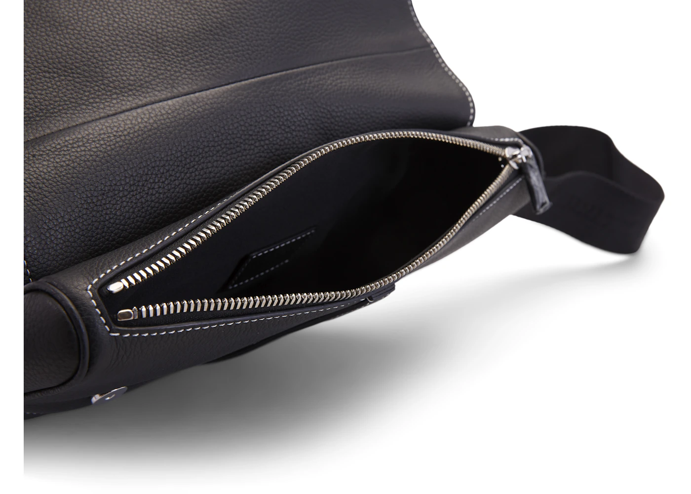 Dior x Kaws Saddle Bag Black in Grained Calfskin with Silver-tone - US