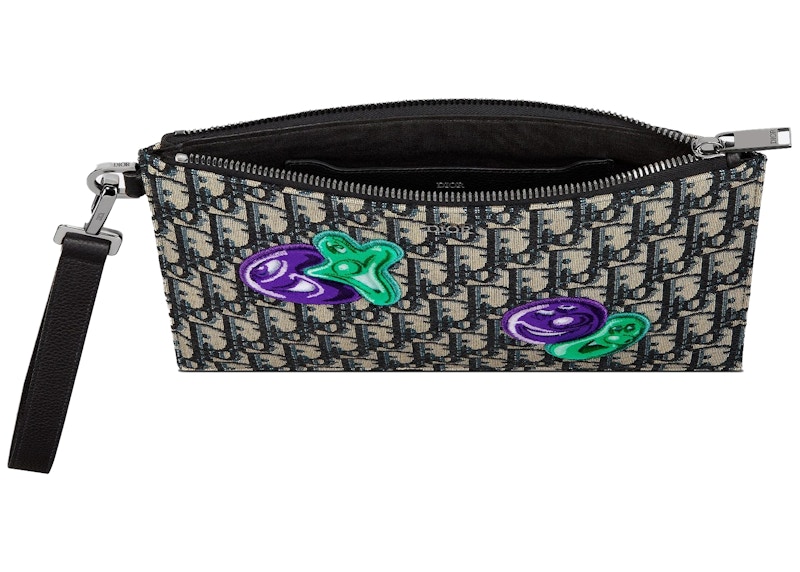 Dior x Kenny Scharf A5 Pouch Beige/Black in Jacquard Canvas with  Ruthenium-finish Brass - US