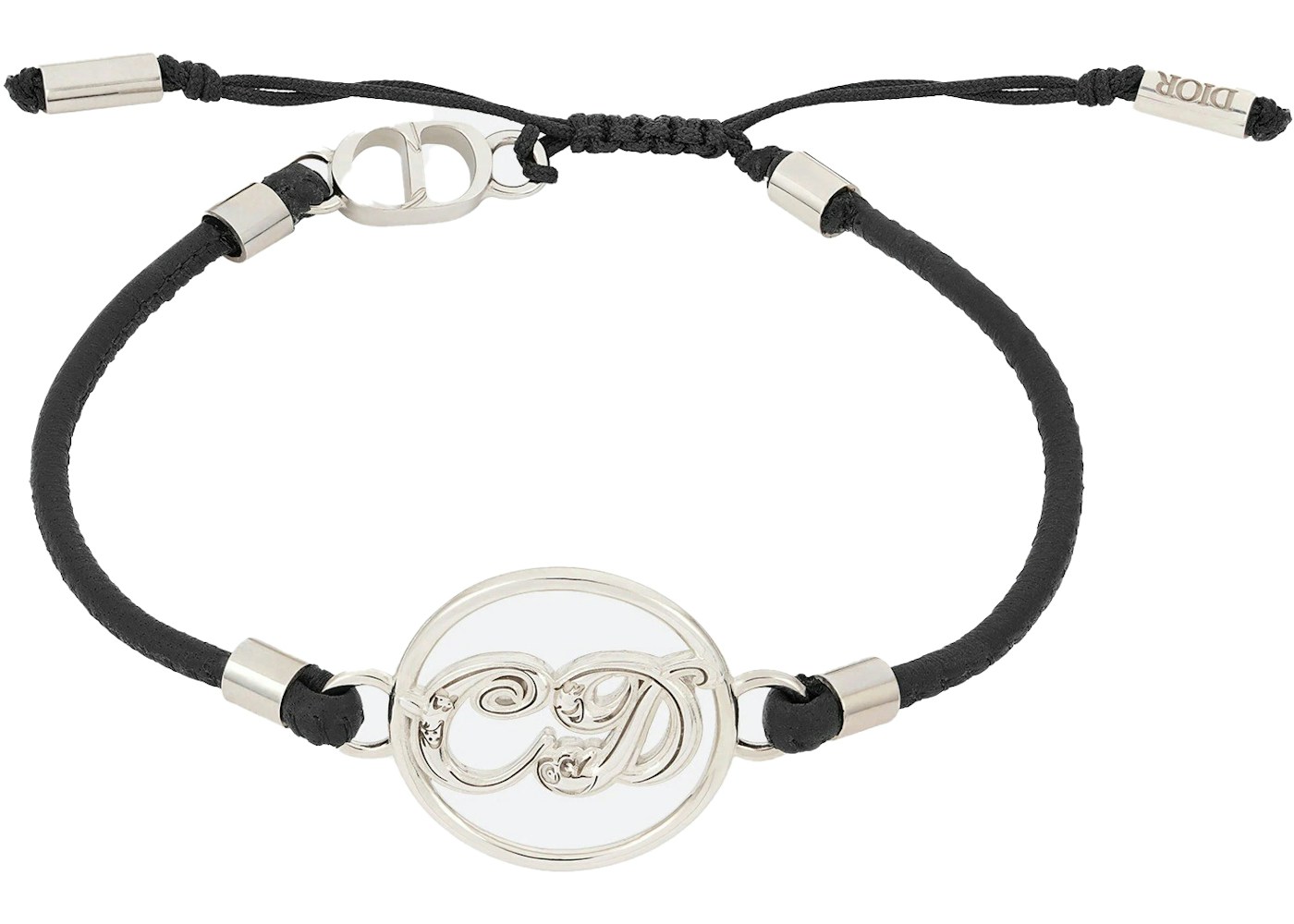 Dior x Kenny Scharf Bracelet Silver and Black Calfskin in Metal and
