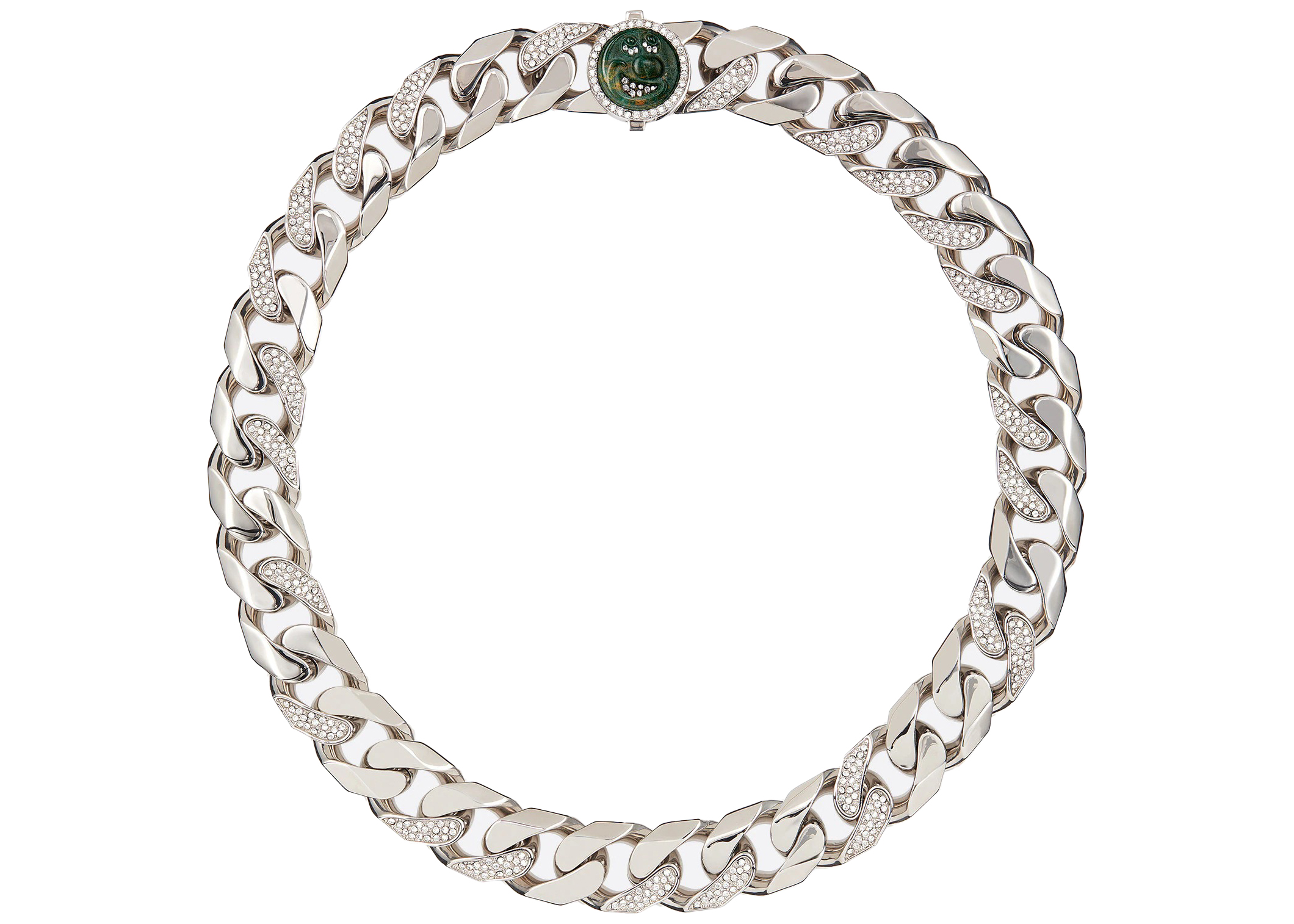 Dior x Kenny Scharf Jade Stone and White Crystal Necklace Silver ...
