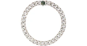 Dior x Kenny Scharf Jade Stone and White Crystal Necklace Silver