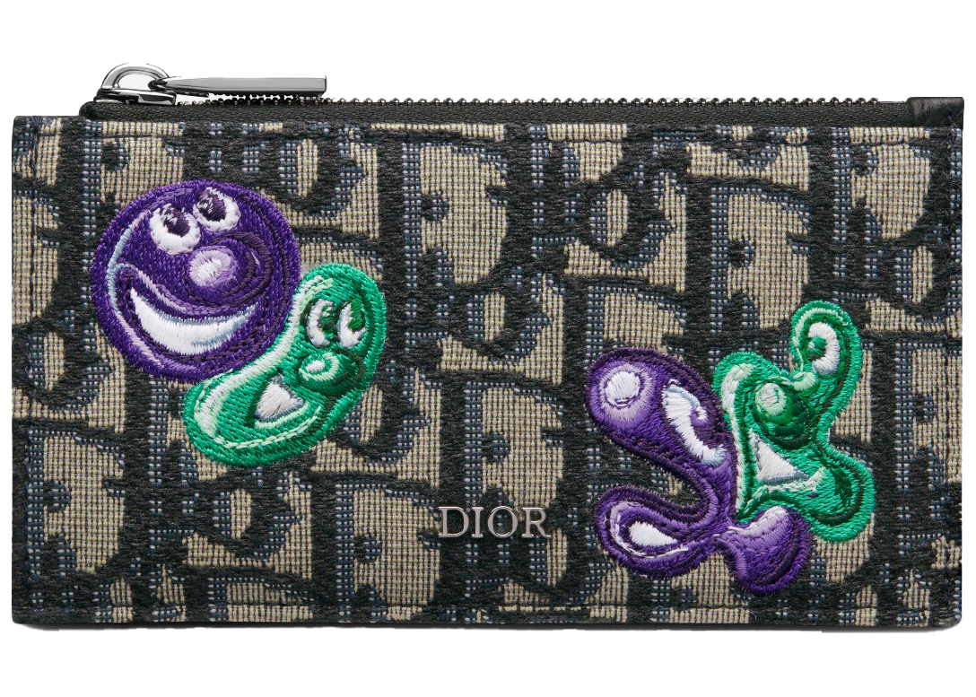 Dior x Kenny Scharf Zipped Card Holder Beige/Black