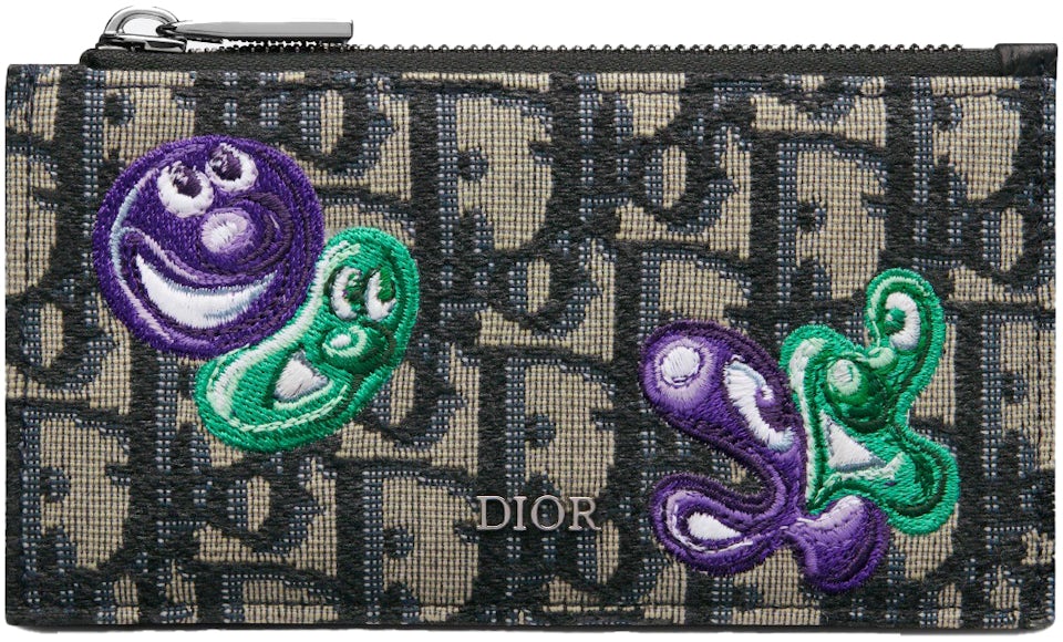 Zipped Long Wallet Black Dior Oblique Galaxy Leather