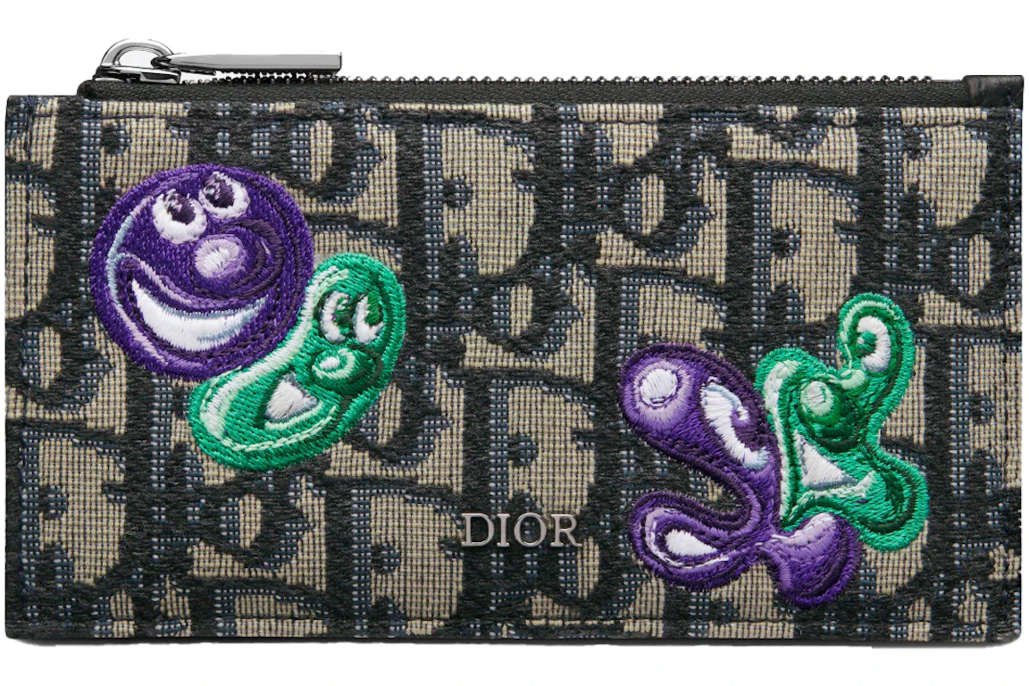 Dior x Kenny Scharf Zipped Card Holder Beige/Black