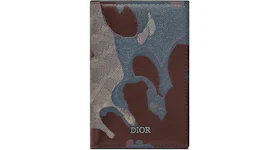 Dior x Peter Doig Bi-fold Card Holder Brown Camouflage