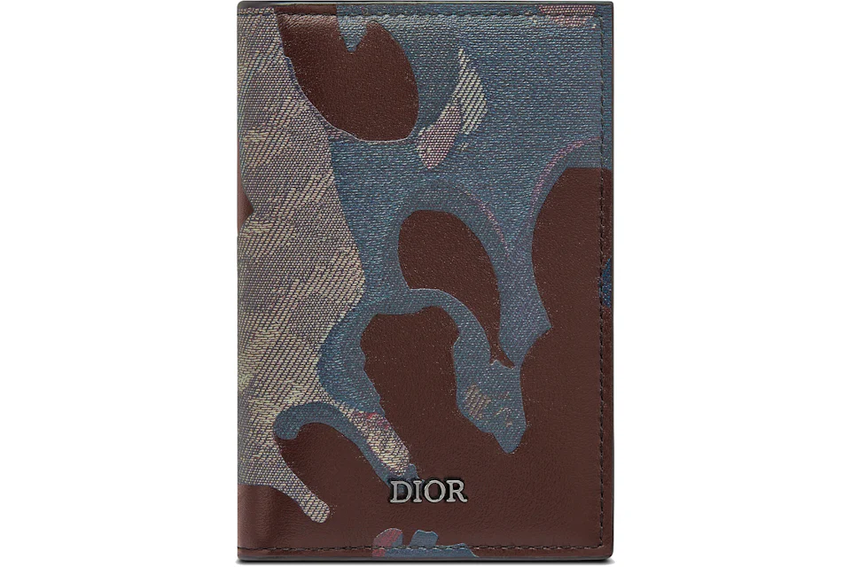 Dior x Peter Doig Bi-fold Card Holder Brown Camouflage