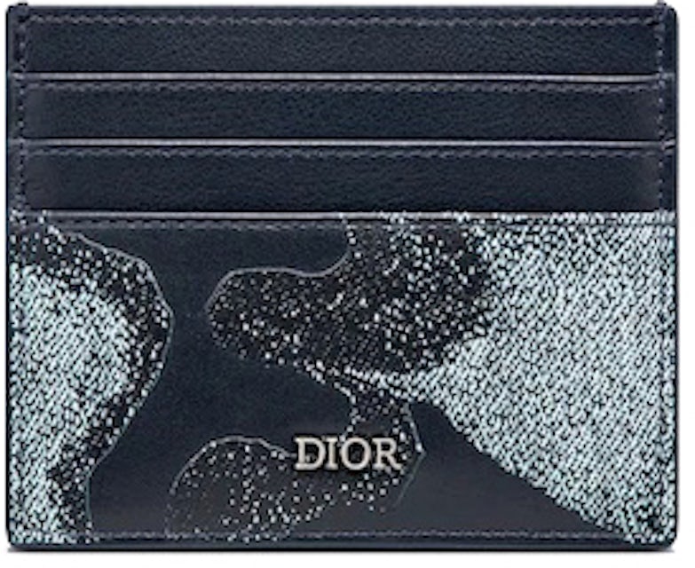Dior x Peter Doig Card Holder Blue Denim Camouflage in Calfskin Leather - US