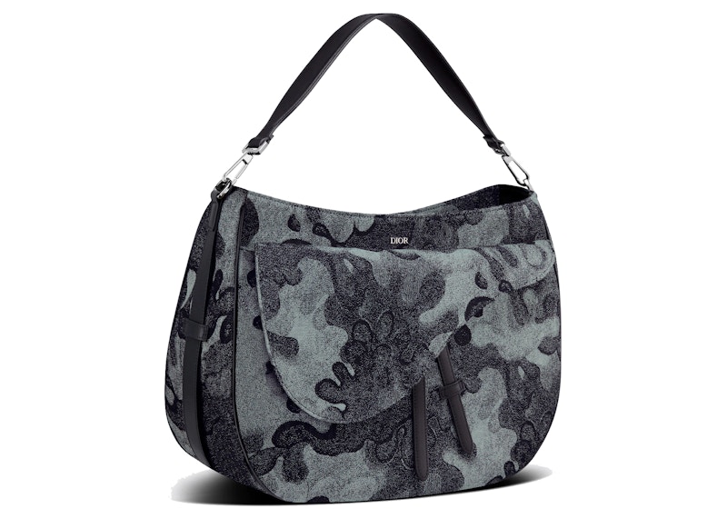 Dior x Peter Doig Saddle Soft Bag Denim Camouflage Jacquard in