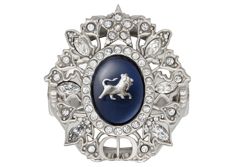 Dior x Peter Doig Signet Ring Blue Glass Pearl Silver/Blue in