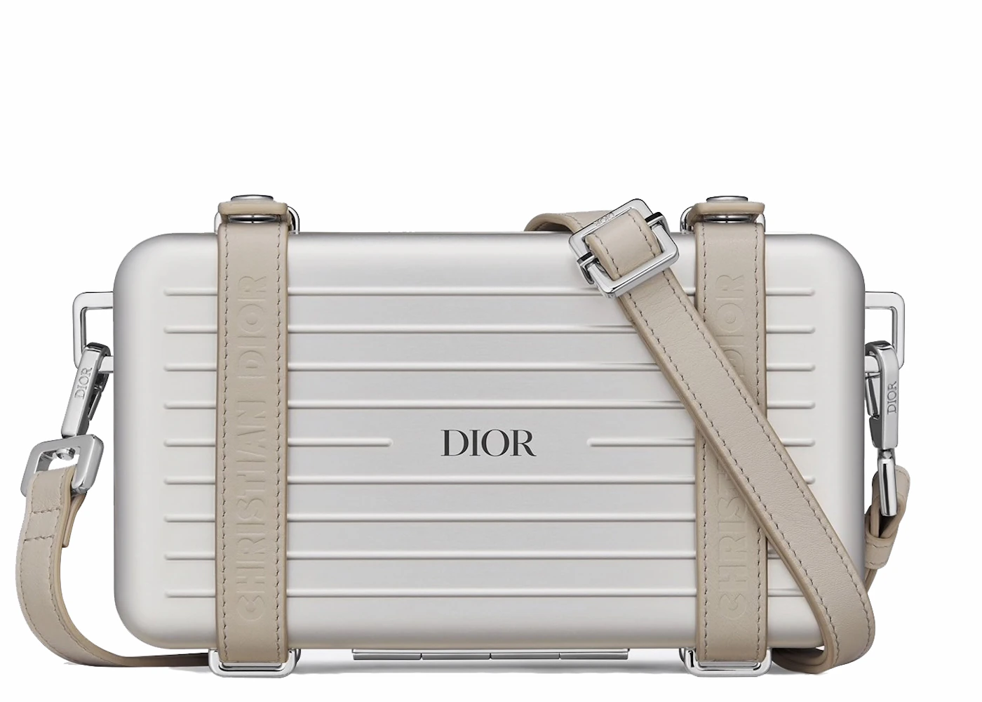 Dior x RIMOWA Personal Clutch On Strap Aluminium Silver in  Aluminium/Calfskin with Silver-tone - US