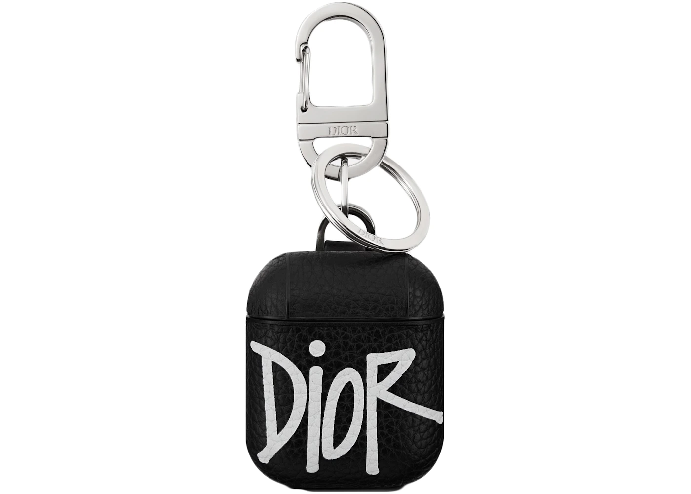 Dior And Shawn Airpods Case Black in Grained Calfskin with Ruthenium-finish - US