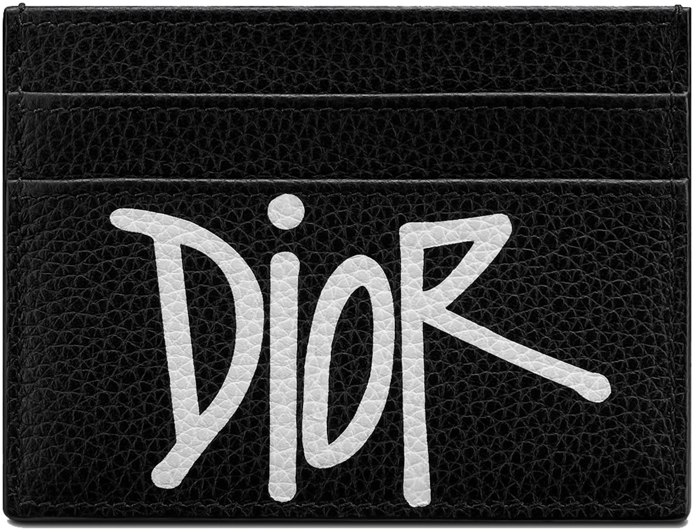 Dior And Shawn Card Holder (4 Card Slot) Black in Grained Calfskin - US