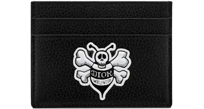 Dior And Shawn Wallet (8 Card Slot) Bee Black in Grained Calfskin - US