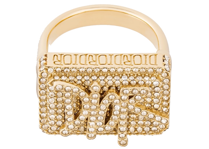 Dior And Shawn Ring Gold-Tone Brass with Crystals in Gold-finish 