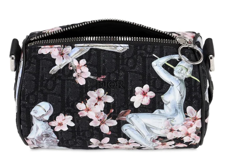 Dior x Sorayama Roller Messenger Bag Oblique Black in Jacquard/Grained