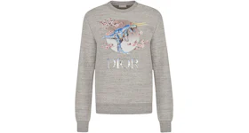 Dior x Sorayama Tyrannosaurus Rex Cherry Blossom Crewneck Sweatshirt Gray