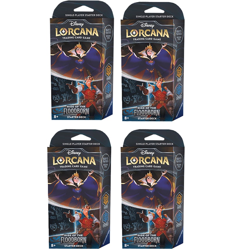 Disney Lorcana TCG The First Chapter Rise of the Floodborn Starter Deck Amber & Sapphire 4x Lot - US Disney Lorcana TCG The First Chapter Rise of the Floodborn Starter Deck Amber & Sapphire 4x Lot - US