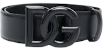 Dolce & Gabbana Logo Plaque Boucle Fermeture Ceinture Cuir Noir/Noir