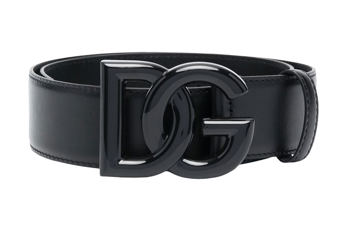 Pre-owned Dolce & Gabbana Logo Plaque Buckle Fastening Belt Leather Black/black