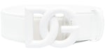 Dolce & Gabbana Logo Plaque Boucle Fermeture Ceinture Cuir Blanc/Blanc