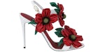 Dolce & Gabbana Patent Leather Floral Embellishment Sandals White Red Multi (Women's)