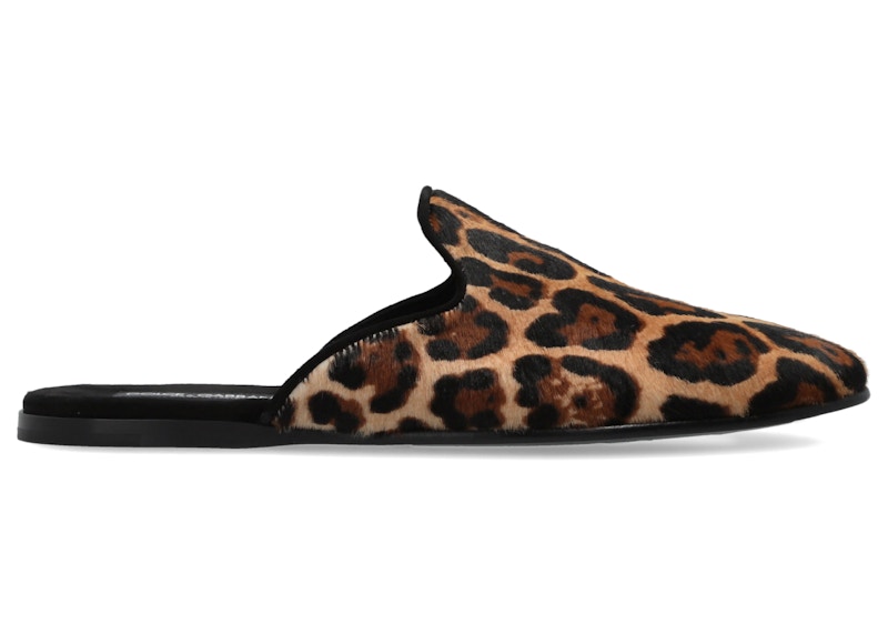Men's Dolce & Gabbana Pony Slippers Sneakers in Leopard Print