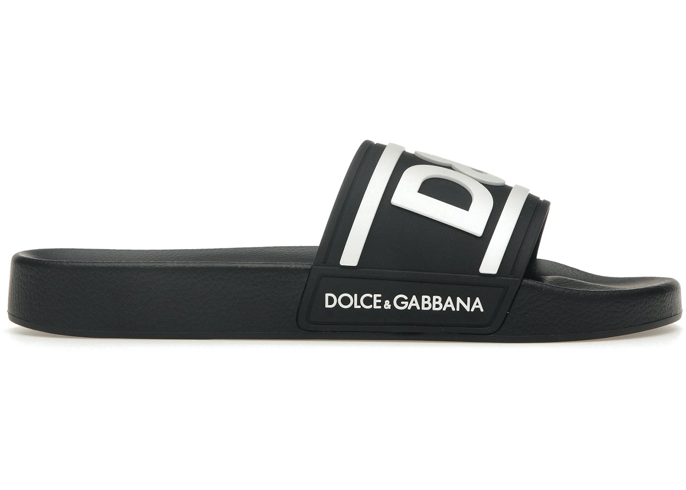 Dolce & Gabbana Beachwear Sliders DG Logo Black White Men's ...