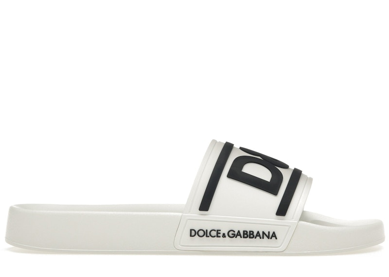 Pre-owned Dolce & Gabbana Men's  Beachwear Sliders Dg Logo Sneakers In White/black In Multi