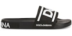 Dolce & Gabbana Beachwear Sliders Double DG Logo Black White