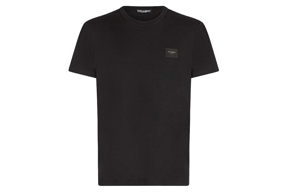 Pre-owned Dolce & Gabbana Cotton Branded Plate T-shirt Black