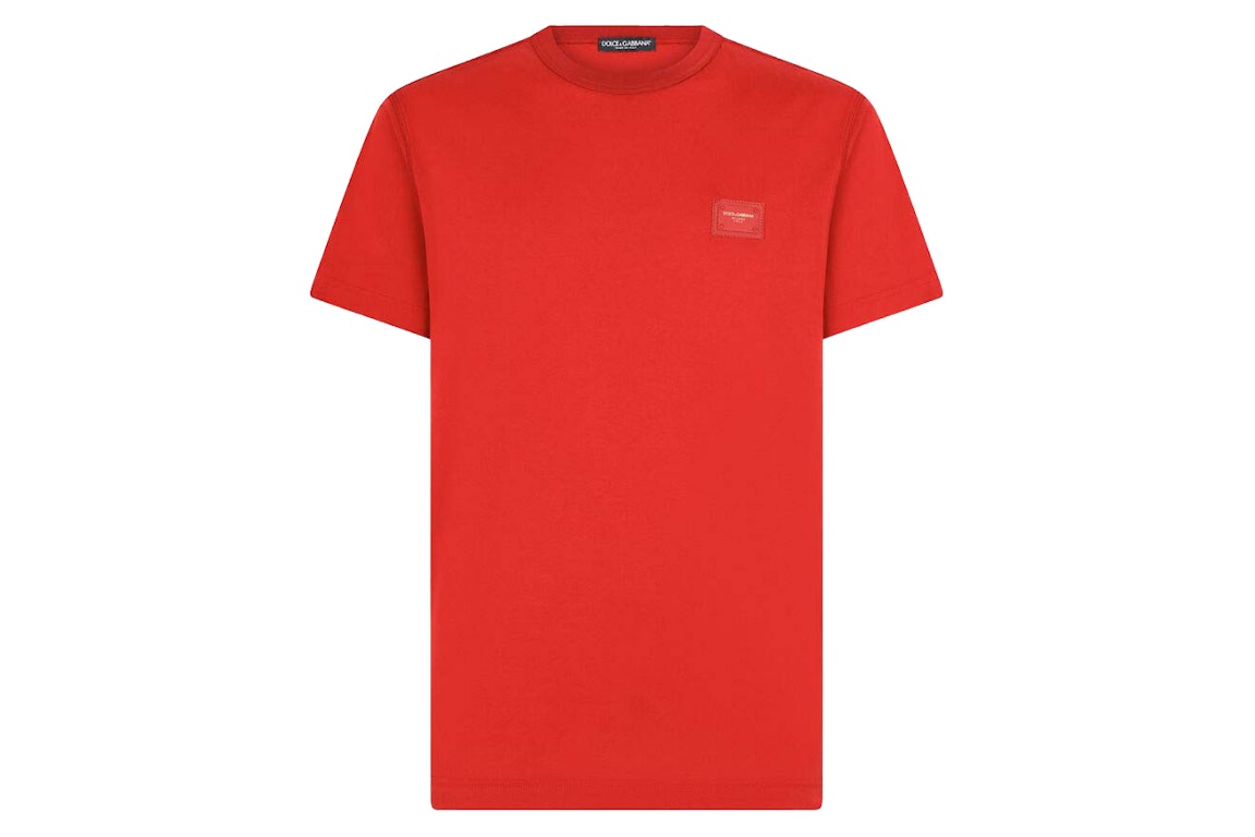 Pre-owned Dolce & Gabbana Cotton Branded Plate T-shirt Red