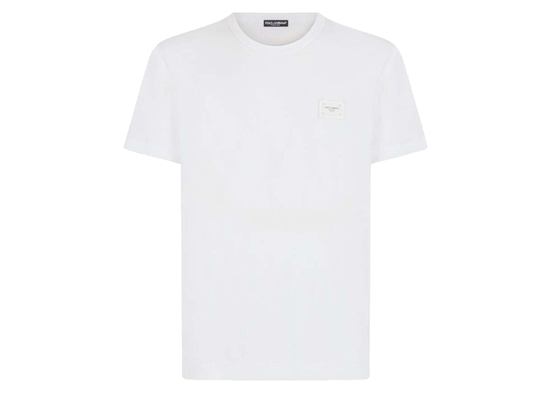 Pre-owned Dolce & Gabbana Cotton Branded Plate T-shirt White