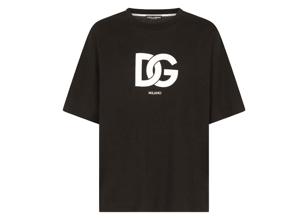 Pre-owned Dolce & Gabbana Cotton Dg Logo Print T-shirt Black