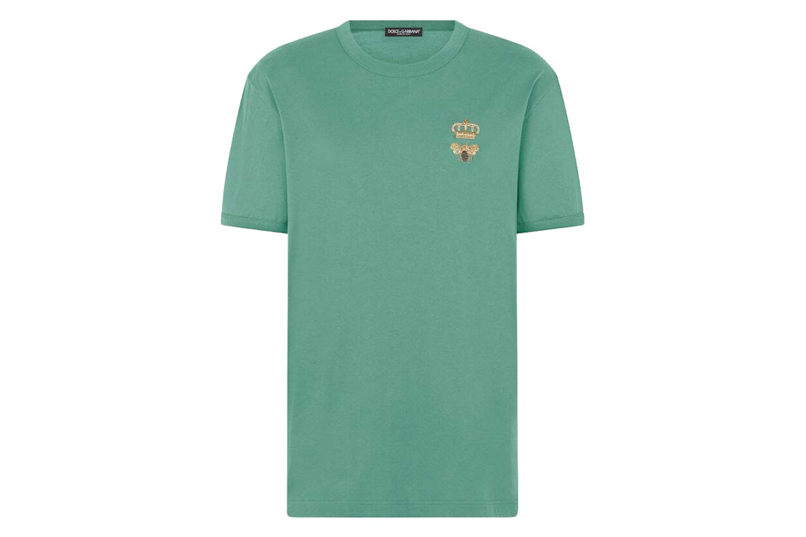 Pre-owned Dolce & Gabbana Cotton French Wire Embellishment T-shirt Green