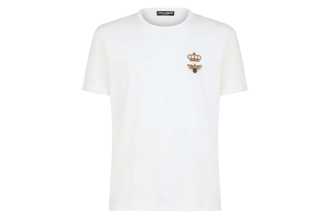 Pre-owned Dolce & Gabbana Cotton French Wire Embellishment T-shirt White